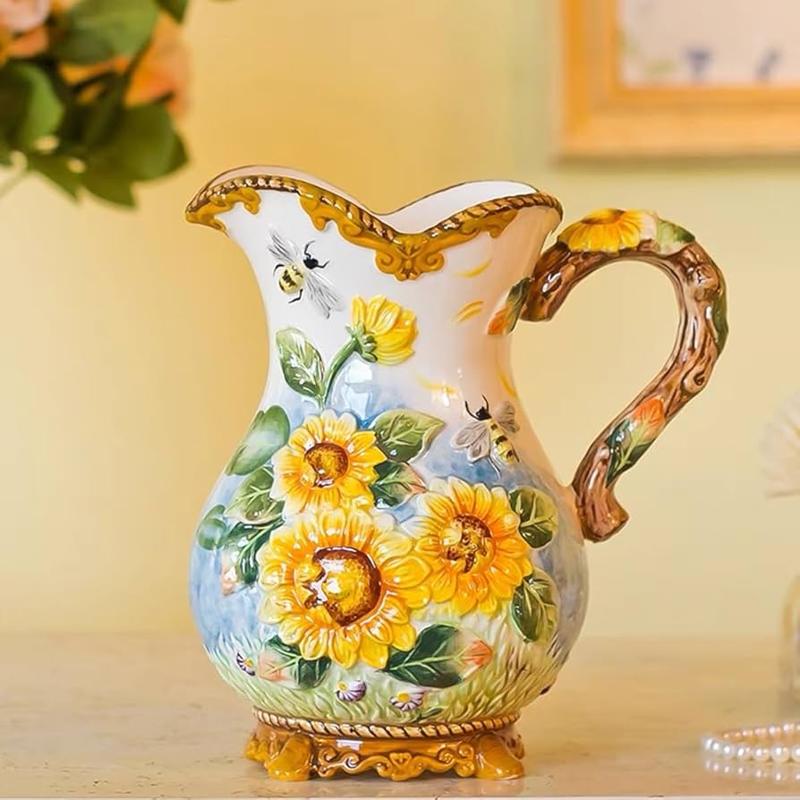 Amazon.com: FORLONG Large Ceramic Water Pitcher Flower Vase, Hand