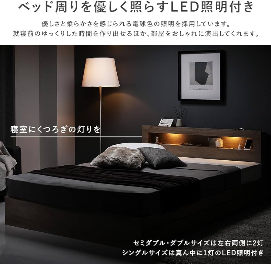 Amazon｜RASIK ベッド ダブル フレームのみ ホワイト 収納付き ベット