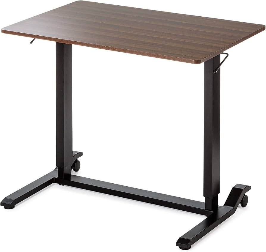 Amazon | サンワダイレクト 昇降式デスク ガス圧 幅90×奥行60cm 高さ