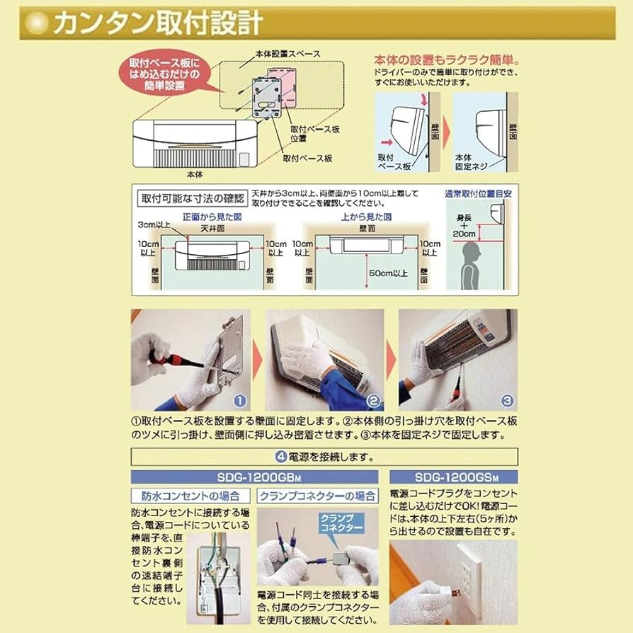 Amazon.co.jp: 高須産業 脱衣所 ヒーター 壁掛け 脱衣所暖房機 SDG