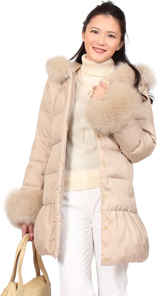 Amazon | [モードアラカルト] ダウンコート ミディアム丈 フォックス