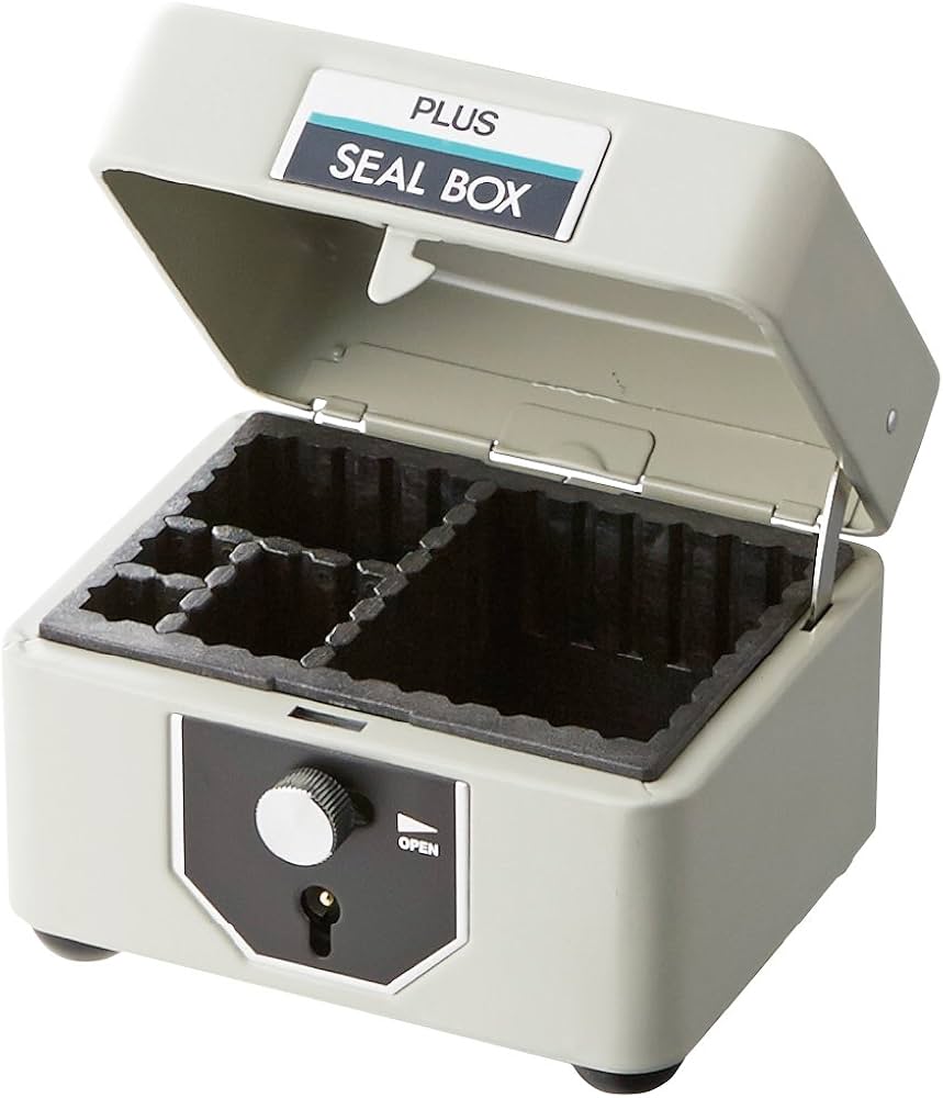 Amazon.co.jp: プラス スチール印箱 印鑑ケース エルグレー 豆 科目印