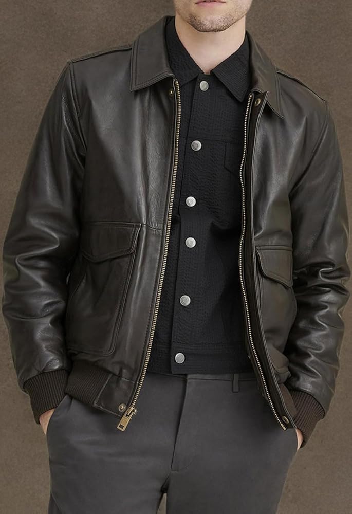 Men's Classic A2 Aviator WWII Flying Tiger Leather Jacket - Pilot