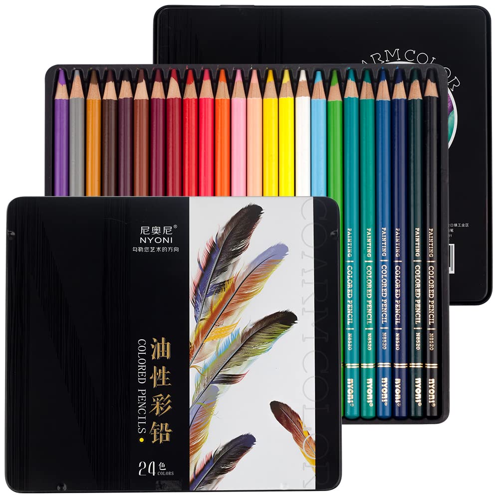 Amazon | Nyoni 油性色鉛筆 24本セット（プロアーティスト、ビギナー用