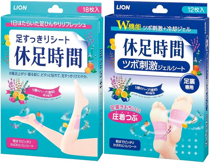 Amazon.co.jp: 【2種セット】休足時間 ツボ刺激ジェルシート 12枚(4枚