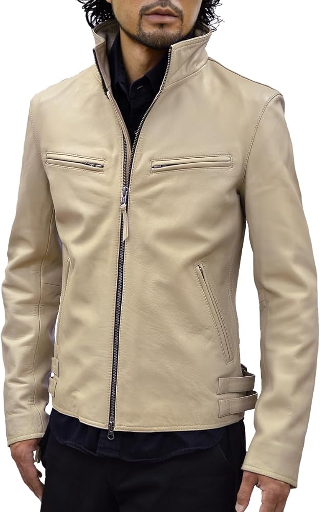 Amazon | [ハルフ] レザージャケット ライダースジャケット メンズ 本