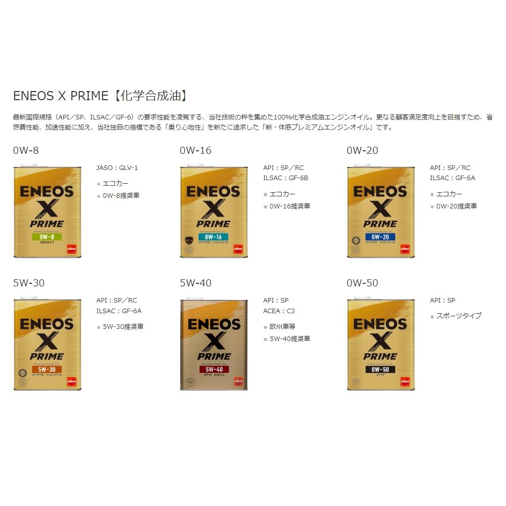 Amazon | エネオス X PRIME 0W-16 ペール20L SP/RC GF-6B 100％化学