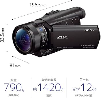 Amazon.co.jp: SONY ビデオカメラ FDR-AX100 4K 光学12倍 ブラック