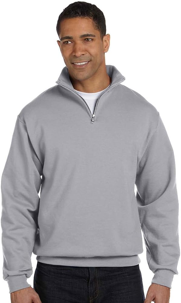 Jerzees Men's Quarter-Zip Cadet Collar Pullover Sweatshirt, Oxford
