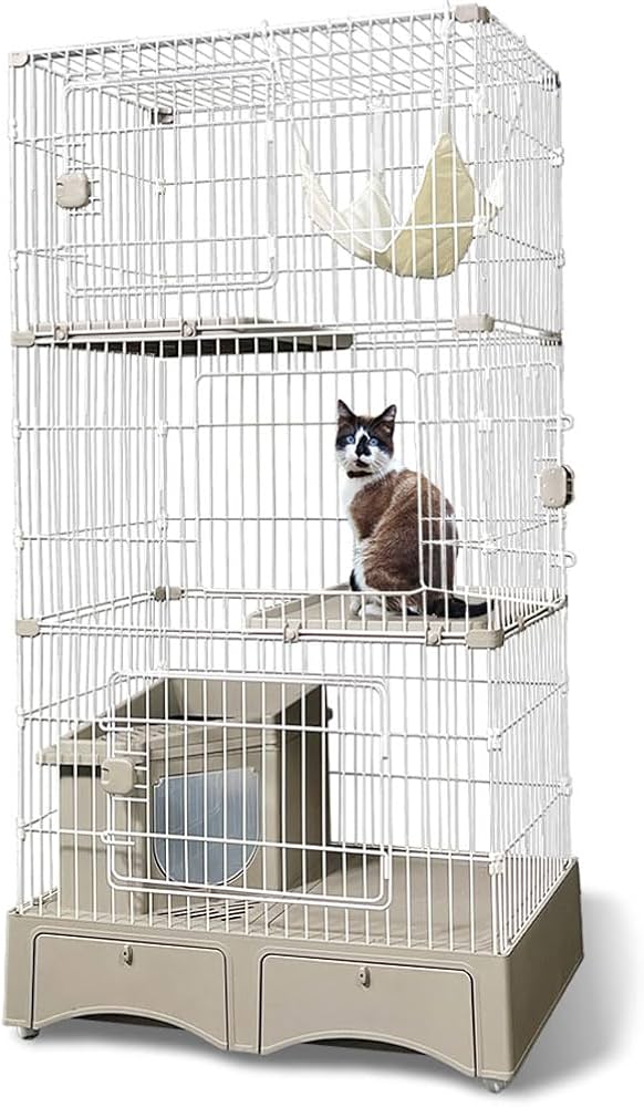 Amazon.co.jp: アイリスプラザ キャットケージ 猫 ケージ トイレ一体型