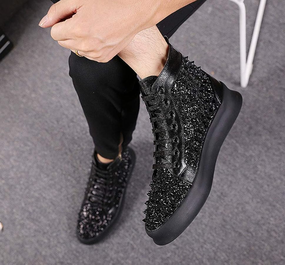 Amazon | [cnstone] スタッズ ハイカット スニーカー メンズ