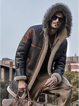 Amazon | [Denny&Dora] ムートン B-3 フライトジャケット メンズロング