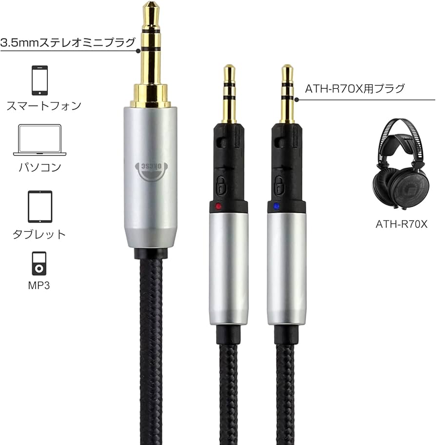 Amazon | okcsc TCR70X ヘッドホンケーブル 交換ケーブル イヤホン