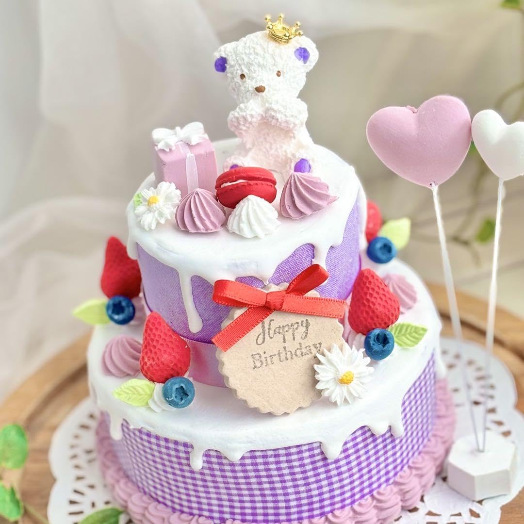 Amazon.co.jp: #1644紫いちご2段 クレイケーキ ハーフバースデー