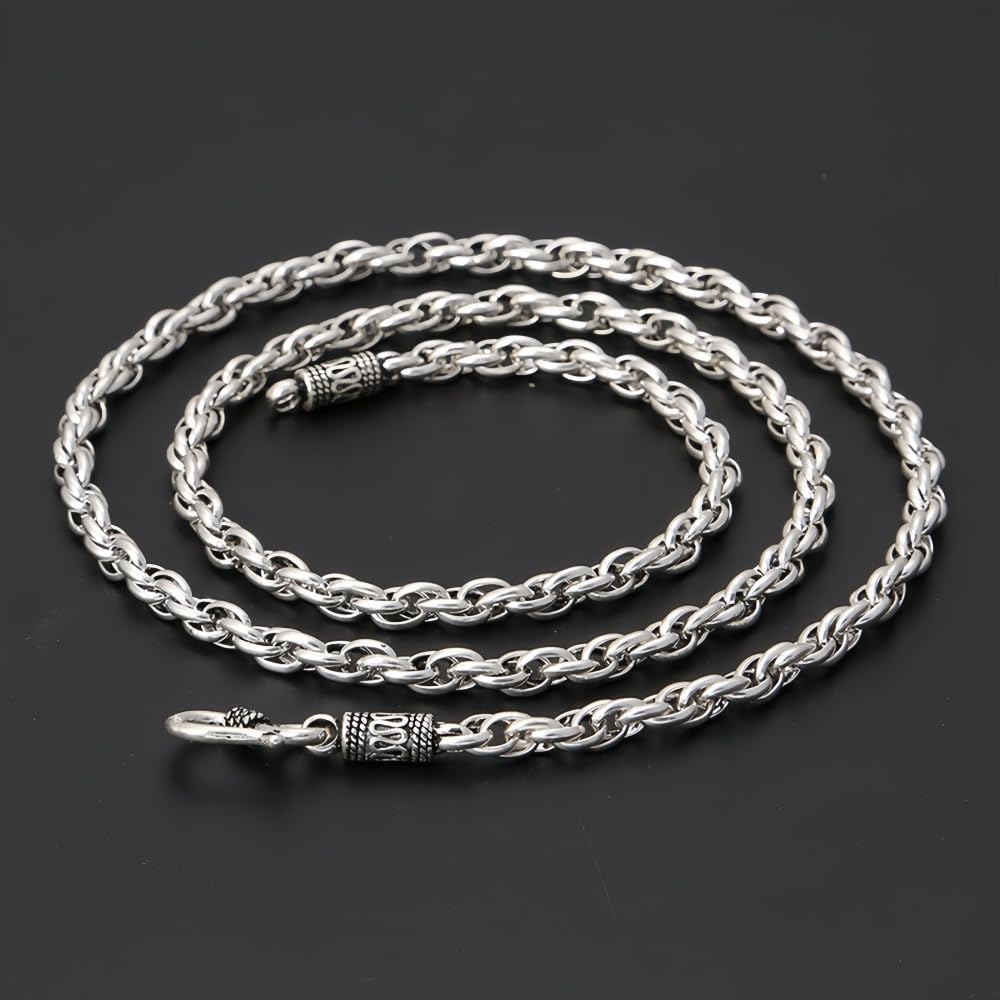 Vintage 925 Sterling Silver Double Link Chain Necklace for Men
