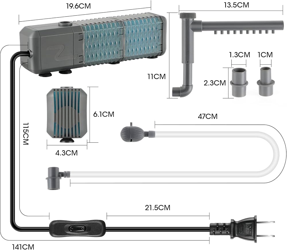 Amazon.co.jp: 水中ポンプ 小型 水槽ポンプ 9W 水槽フィルター 酸素