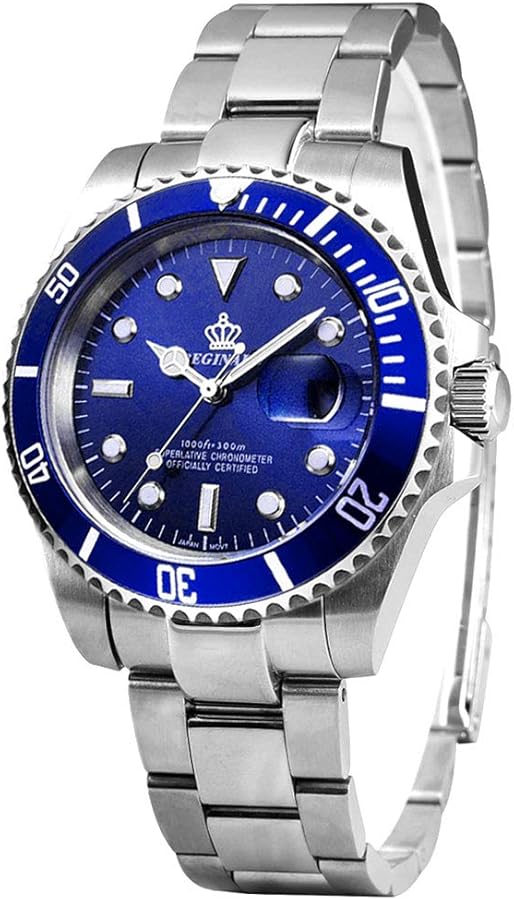 Amazon | ステンレス メンズ 腕時計 ブルー 青 サブマリン 回転ベゼル
