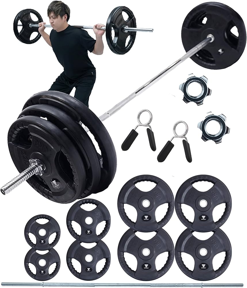 Amazon.co.jp: STEADY バーベルシャフト プレート セット 60/80/100