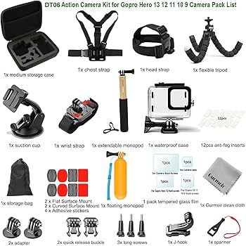 Amazon.com: Gurmoir Accessory Pack for Go Pro 13 12 11 10 9 Hero