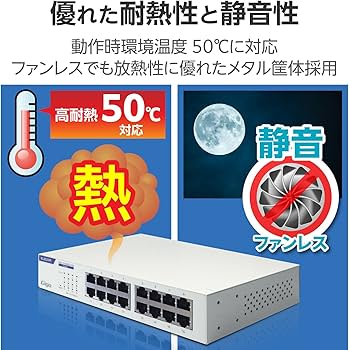 Amazon | エレコム スイッチングハブ ギガビット 16ポート 電源内蔵