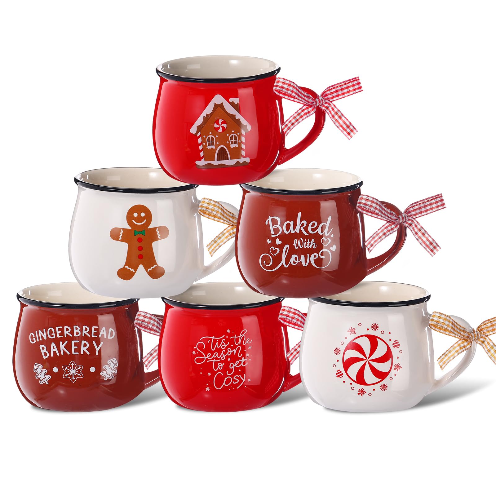 Amazon.com: Sawysine Christmas Coffee Mugs Set of 6, 12 oz Ceramic
