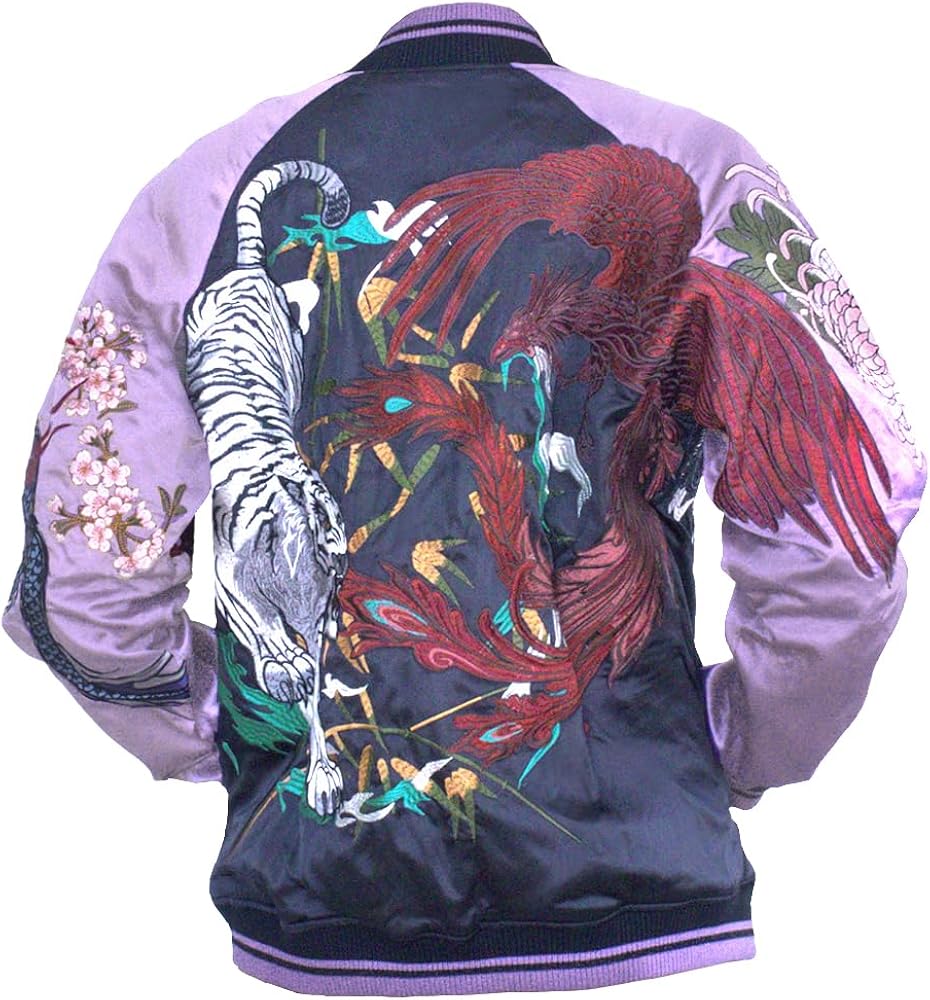 Amazon | [lillà] リッラ スカジャン 和柄 四神 龍 虎 朱雀 玄武 亀 蛇