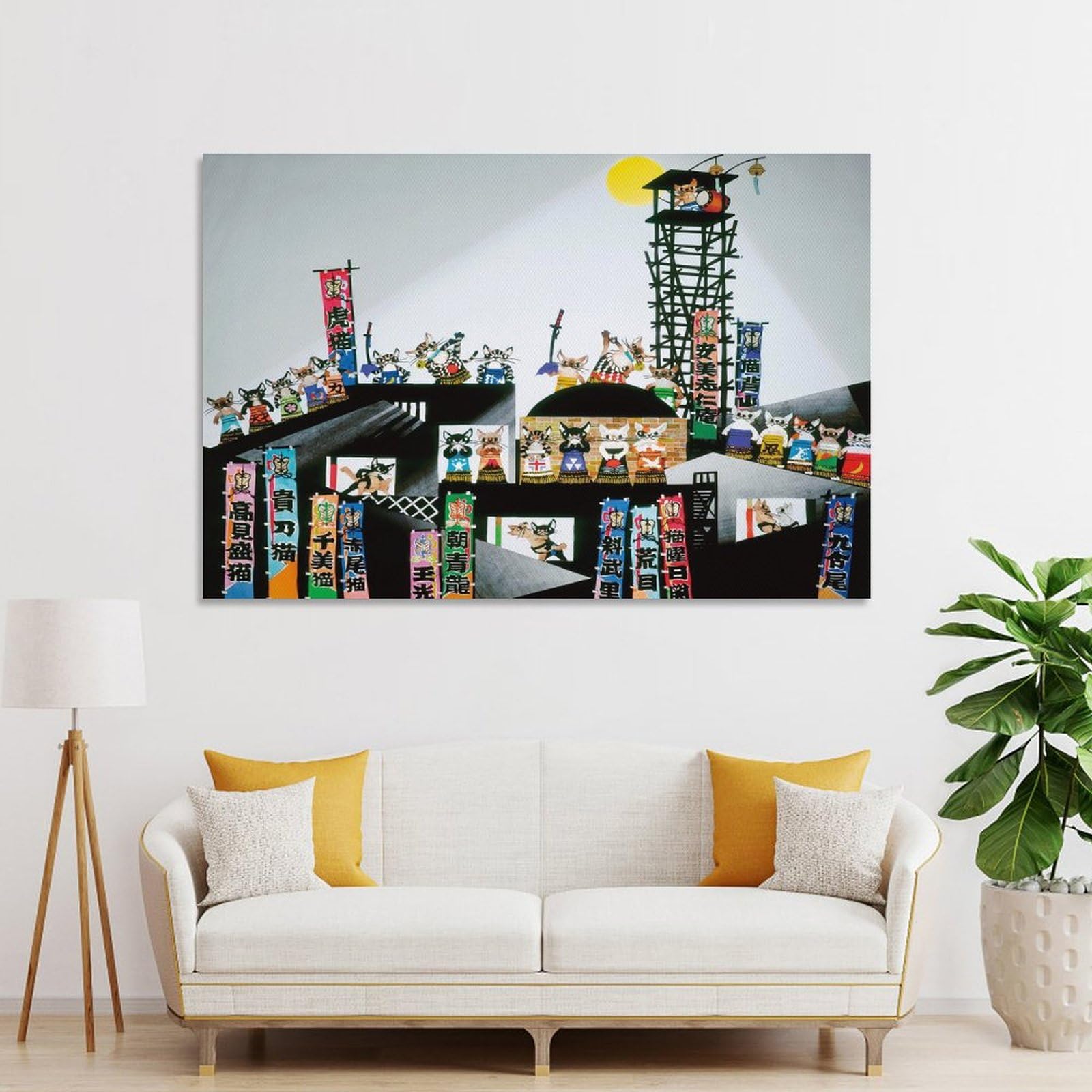 Amazon.co.jp: 藤城清治 猫相撲 絵画 ポスター 工芸品の装飾品 壁の