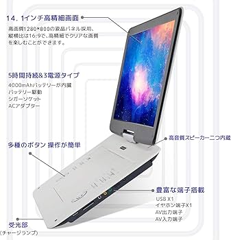 Amazon.co.jp: ポータブルDVDプレーヤー 15.5型 FANGOR 車載携帯式DVD