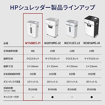 Amazon.co.jp: HP 電動 シュレッダー 家庭用 (15L / 1-3人用) 静音