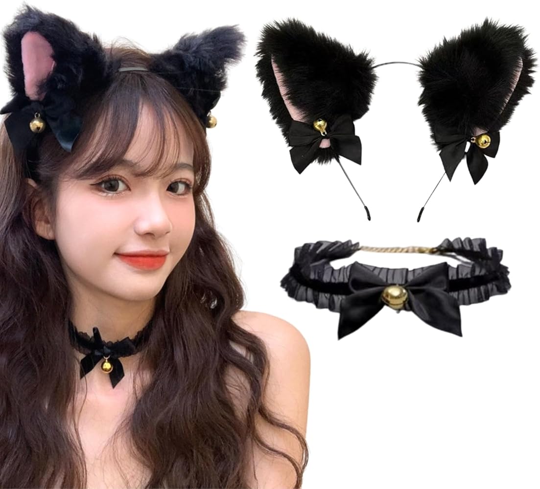 Amazon.co.jp: [Winsuteki] 猫耳 カチューシャ チョーカー 2点セット