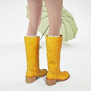 VBDB Women's Knee High Boots Square Toe Chunky Block Heel Long