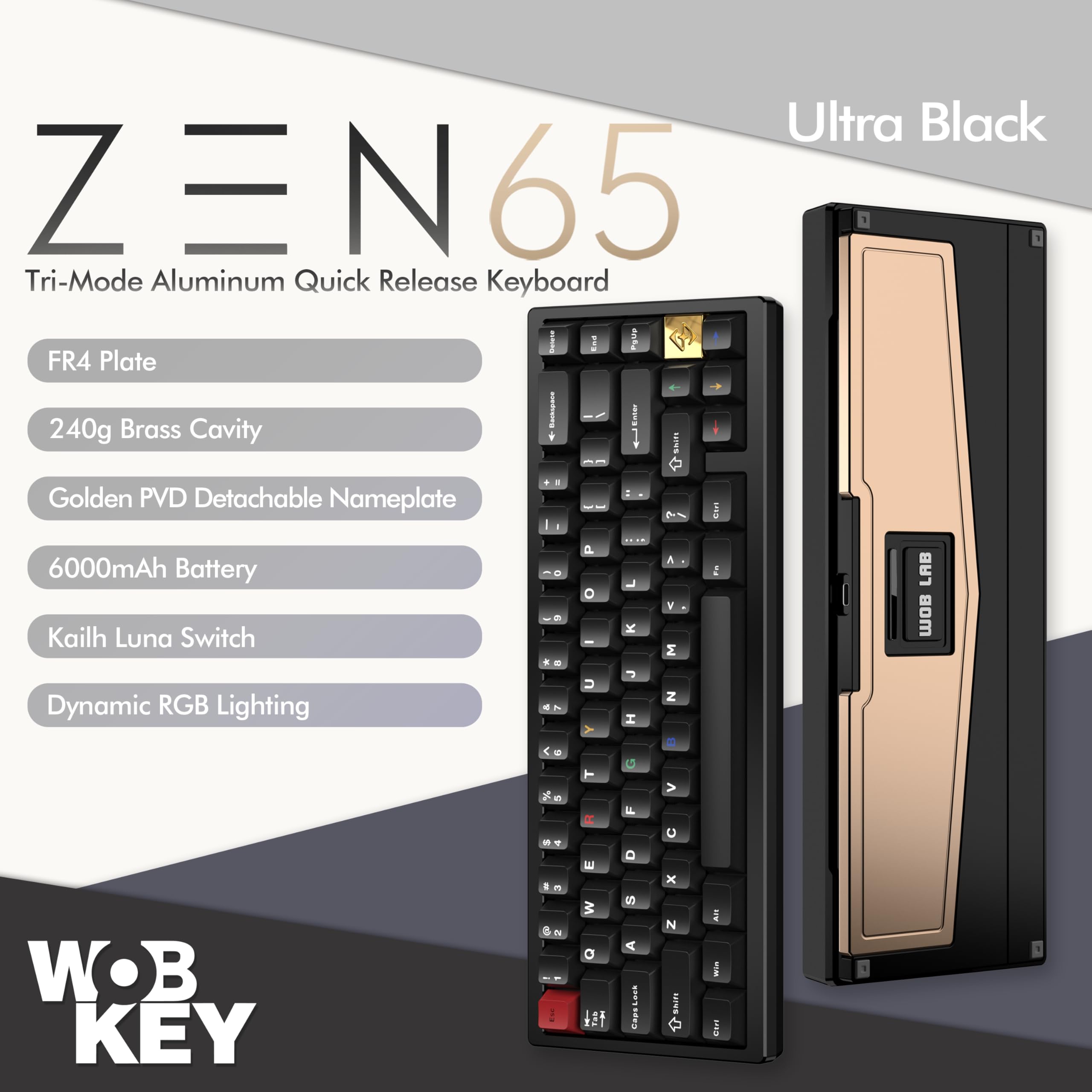 Amazon.com: KEEBMONKEY WOBKEY Zen 65 65% Quick Release Wireless