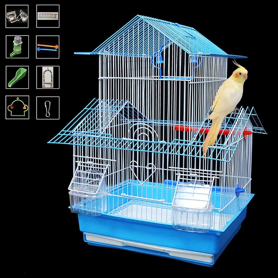 Amazon | Puhang 鳥かご 鳥ケージ 豪華セット 屋根付き鳥籠 バード