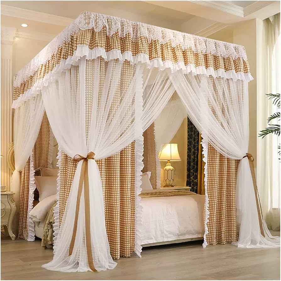 Amazon｜天蓋付きベッドカーテン 大人の寝室はベッドのマントを飾り