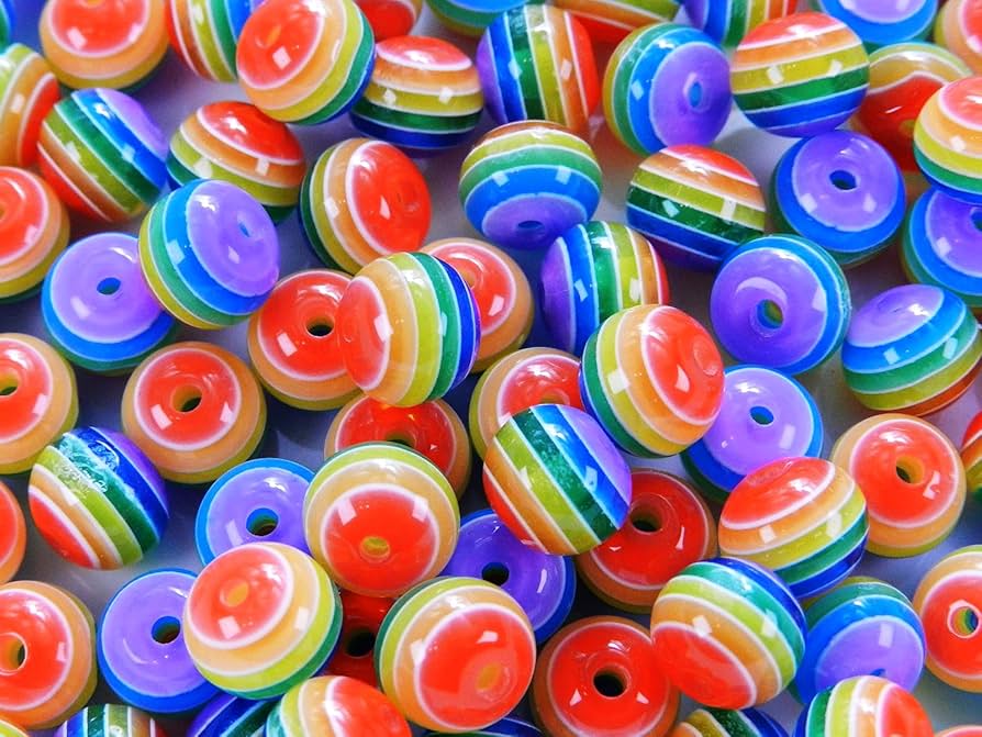 Amazon.co.jp: 100個 レインボーアクリルビーズ 丸玉 10mm 穴:2.3mm 虹
