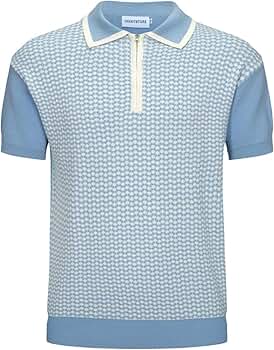 Amazon.com: OXKNIT Men's Zipper Retro Polo Shirt Textured Casual