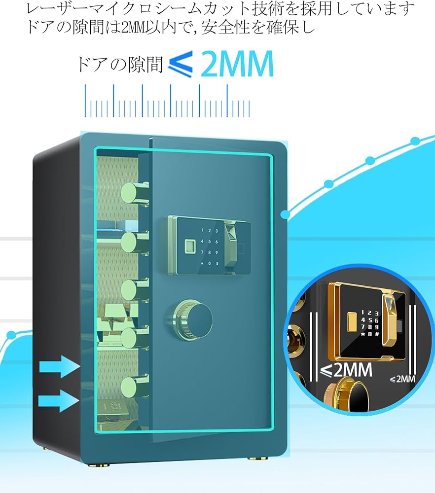 Amazon.co.jp: 75L 超大型 指紋認証 金庫 固定可能 家庭用 日本語取扱