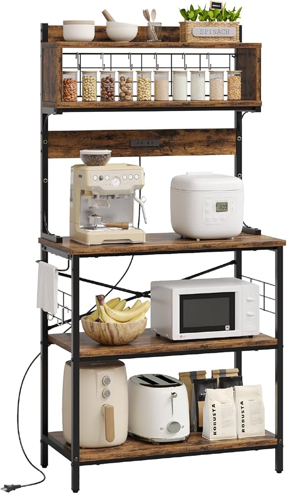Amazon.co.jp: Bestier キッチンラック 幅80cmレンジ台 2口コンセント
