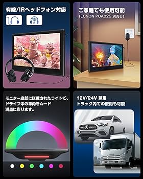 Amazon.co.jp: Eonon ヘッドレストモニター 11.6 インチ 大画面 リア