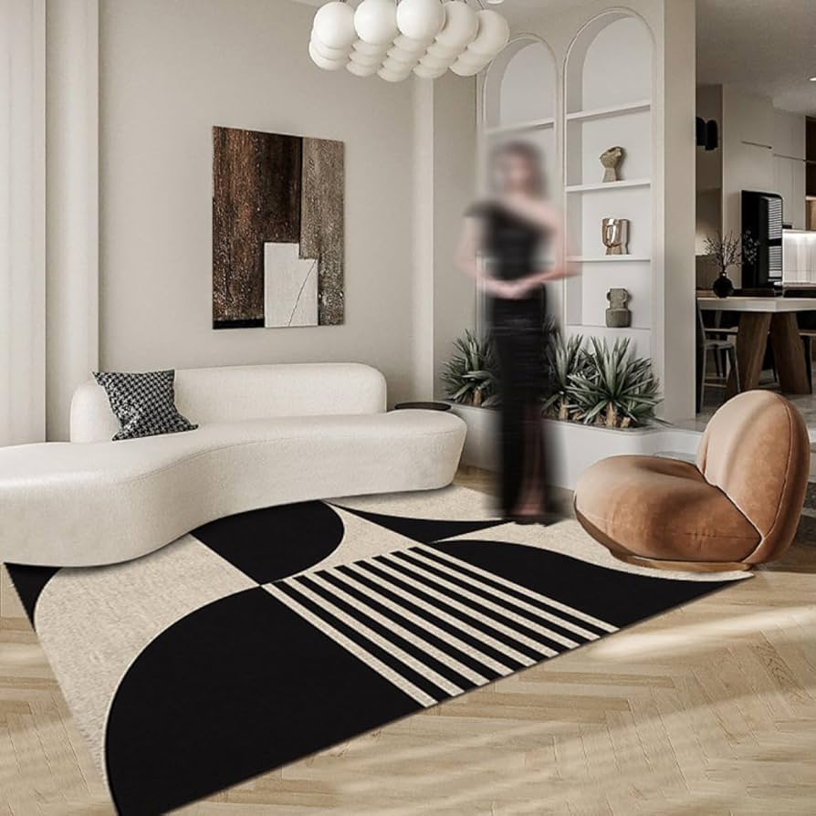 Amazon｜[NHYGDY] ラグ 幾何学 模様 緑 カラー3 黒 白 グレー 北欧