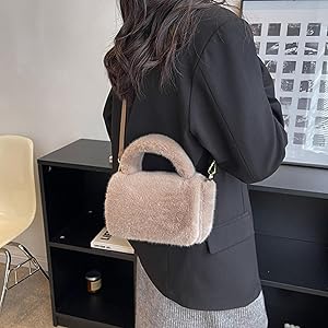 Amazon.com: Heidi Women Faux Fur Bucket Shoulder Bag Drawstring