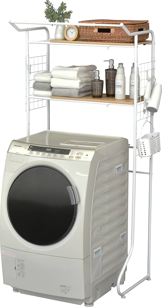 Amazon｜ekans(エカンズ) 棚付きランドリーラック 棚2段 (ホワイト