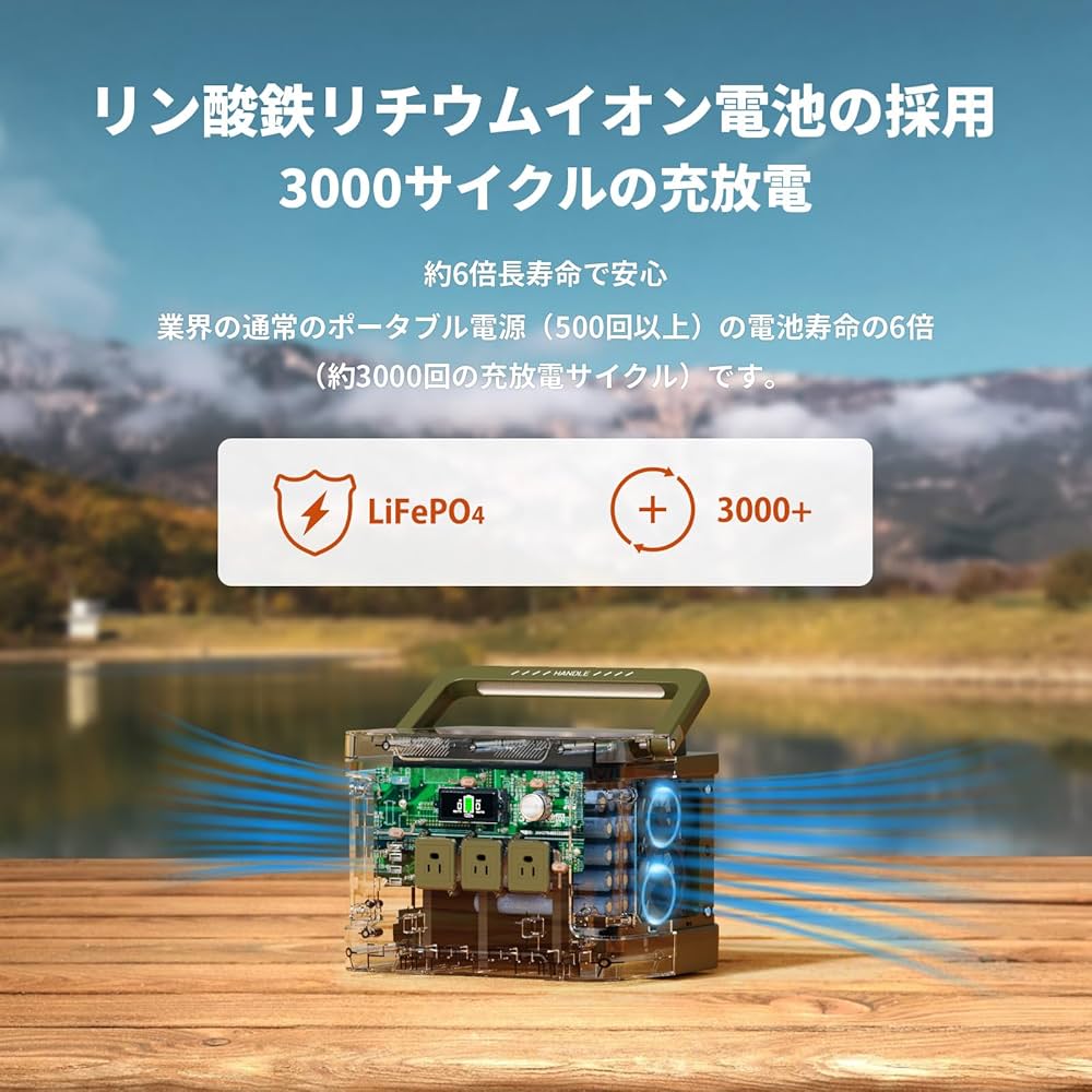 Amazon.co.jp: EEIVOL ポータブル電源 リン酸鉄リチウム1024Wh AC出力