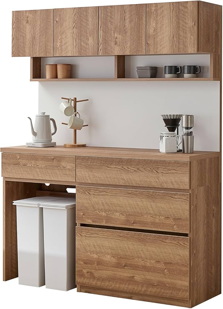 Amazon｜LOWYA ロウヤ キッチンボード 食器棚 キッチン収納 ゴミ箱収納