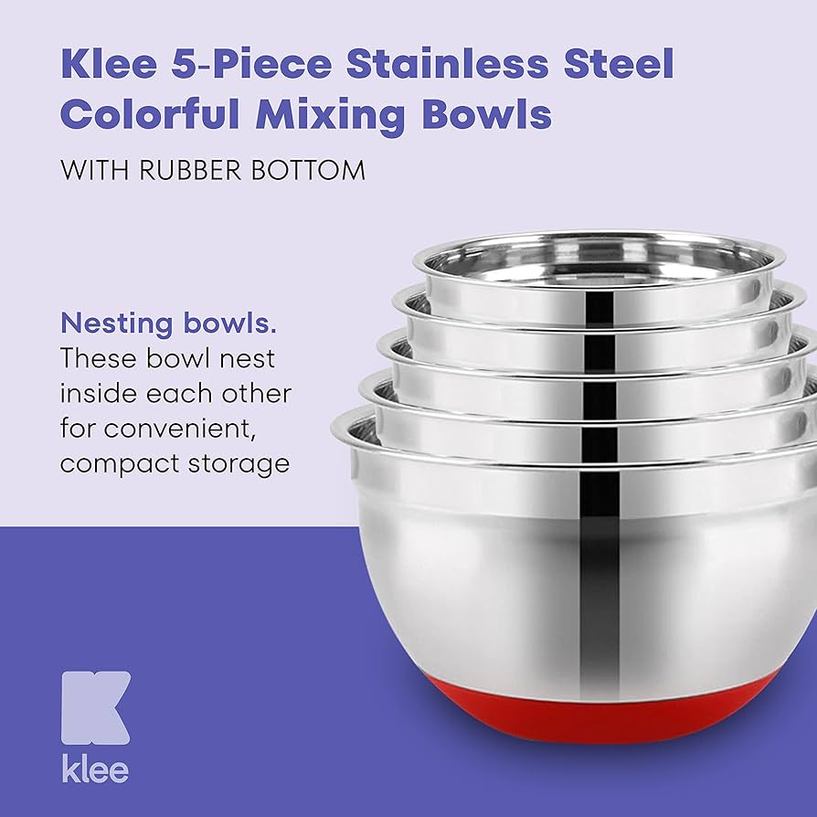 Amazon | Klee 5ピース ステンレススチール カラフル ミキシングボウル