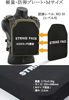 Amazon | 防弾プレート NIJ IV 実物 Al2O3+PE素材 防弾レベル4
