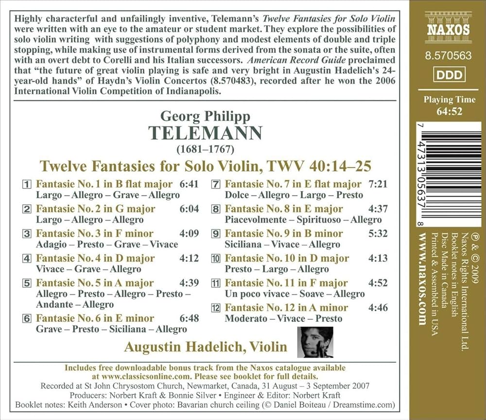 G.P. Telemann, Augustin Hadelich - 12 Fantasies for Solo Violin