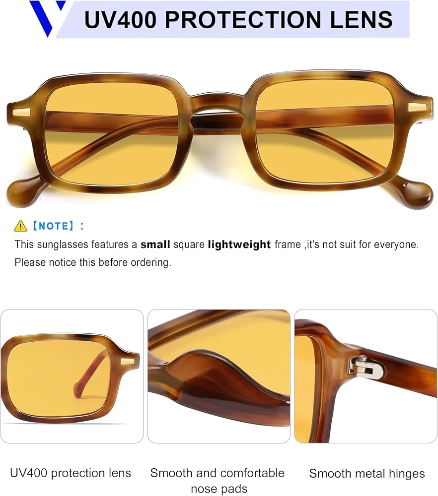 VANLINKER Retro Rectangle Sunglasses for Women Men Trendy Small