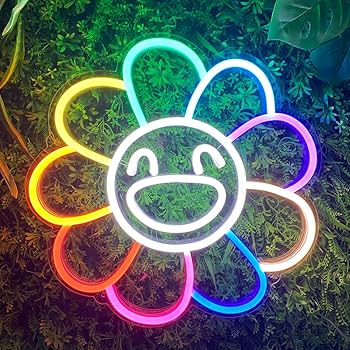 Smile Face Takashi Murakami Sunflower Neon Sign for Wall Decor