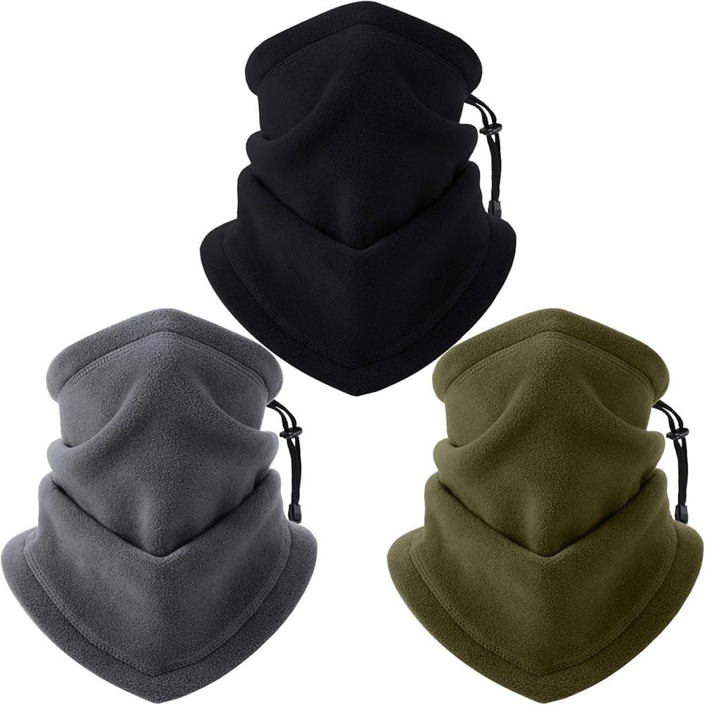 Geyoga 3 Pieces Neck Warmer Gaiter with Adjustable Strap Neck